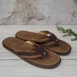 Jamaica Jaxx Sandy Toes Brown Leather Sandals Flip Flops Mens Size XL
